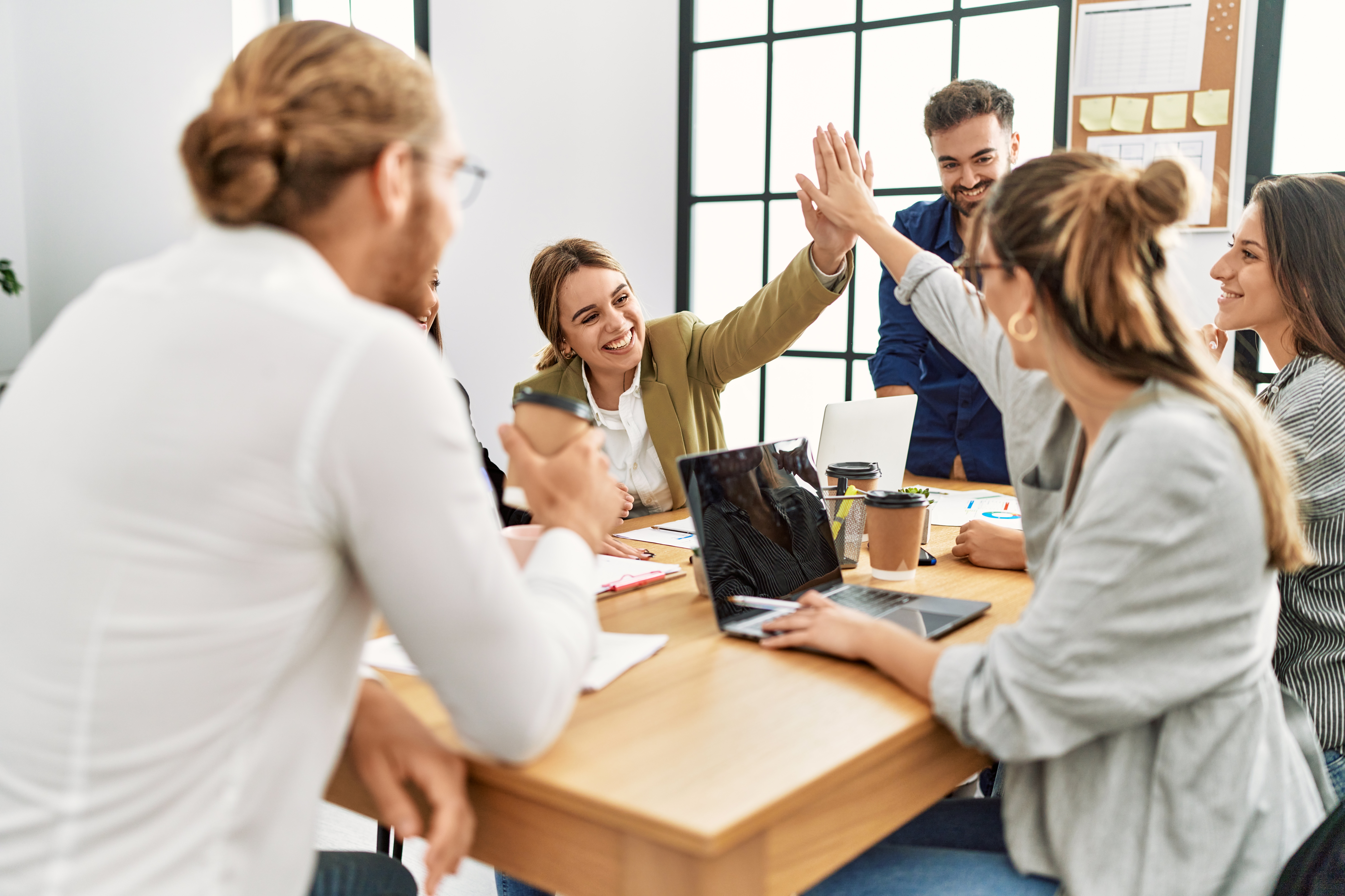 Team collaborating in an office