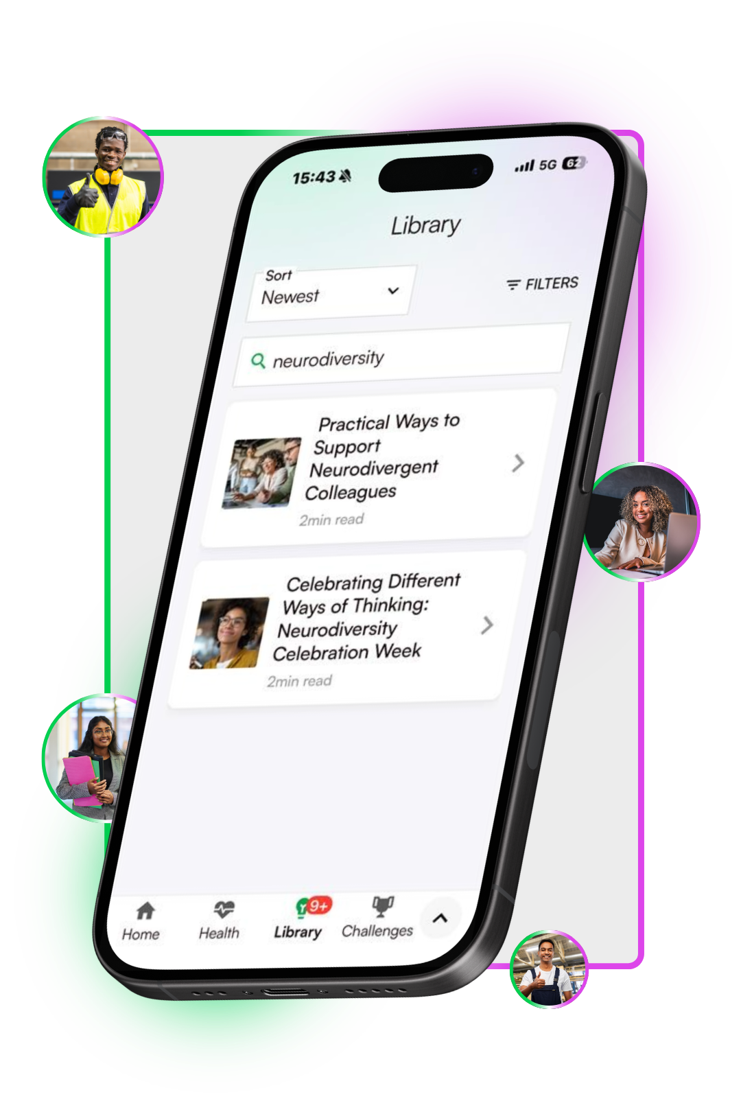 Neurodiversity support content in the Converge App