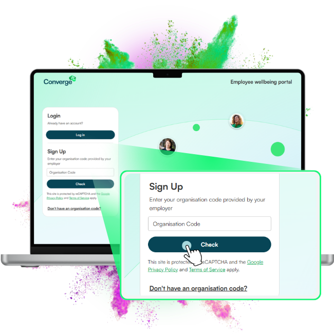 Wellbeing Portal register step