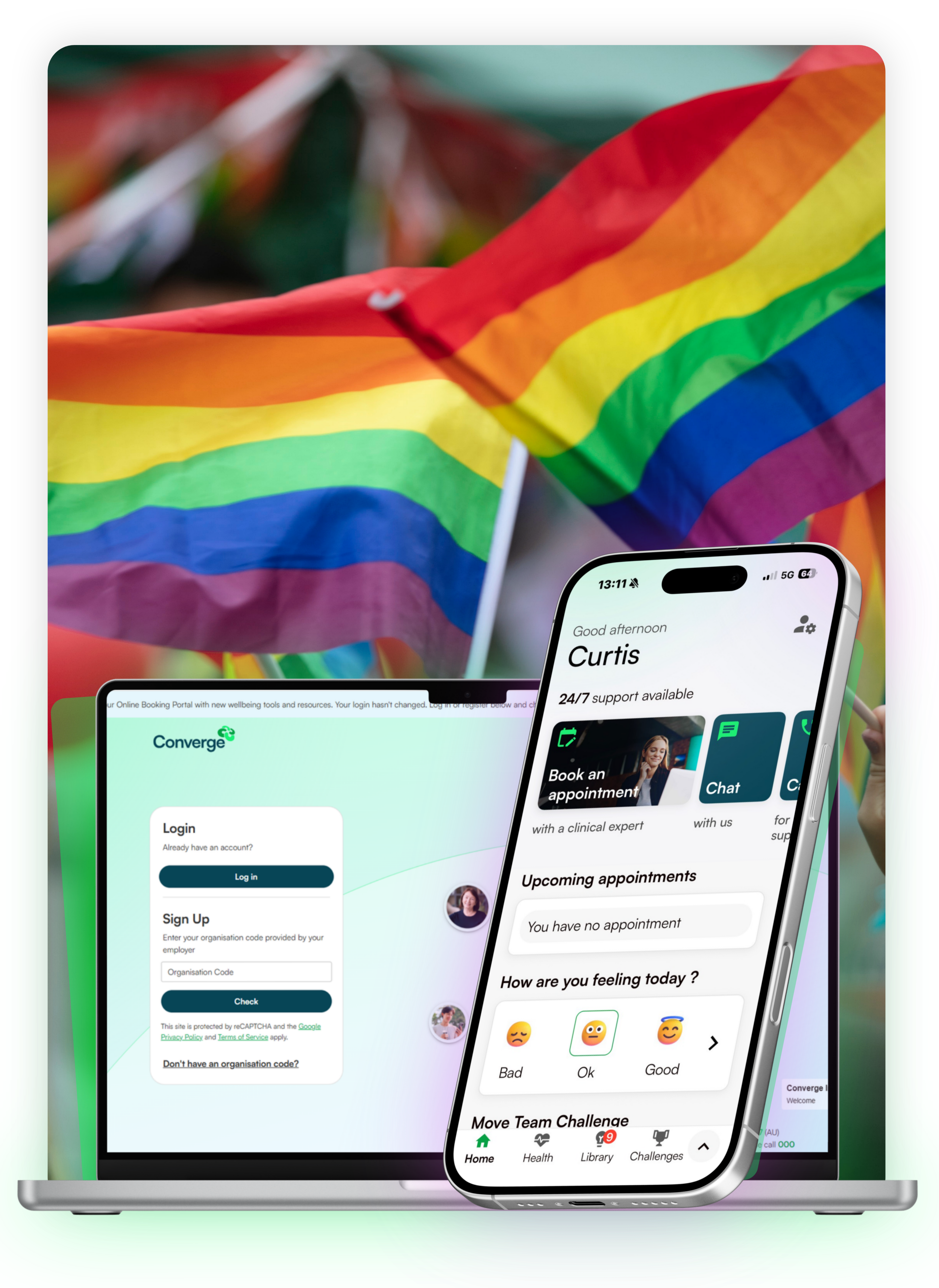 LGBTQIA+ specialised support in the Converge App